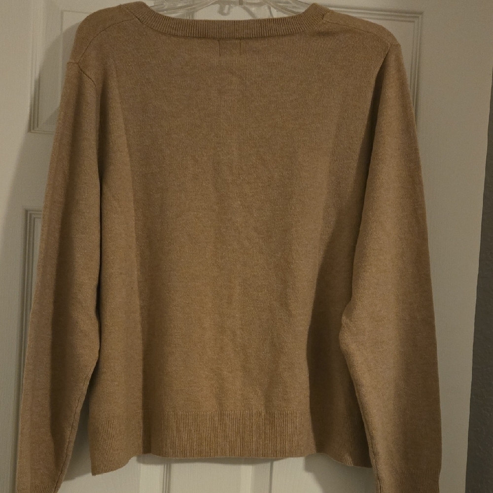 A New Day Tan Button Cardigan 1X Neutral Lightweight Basic NWT - Picture 3 of 4